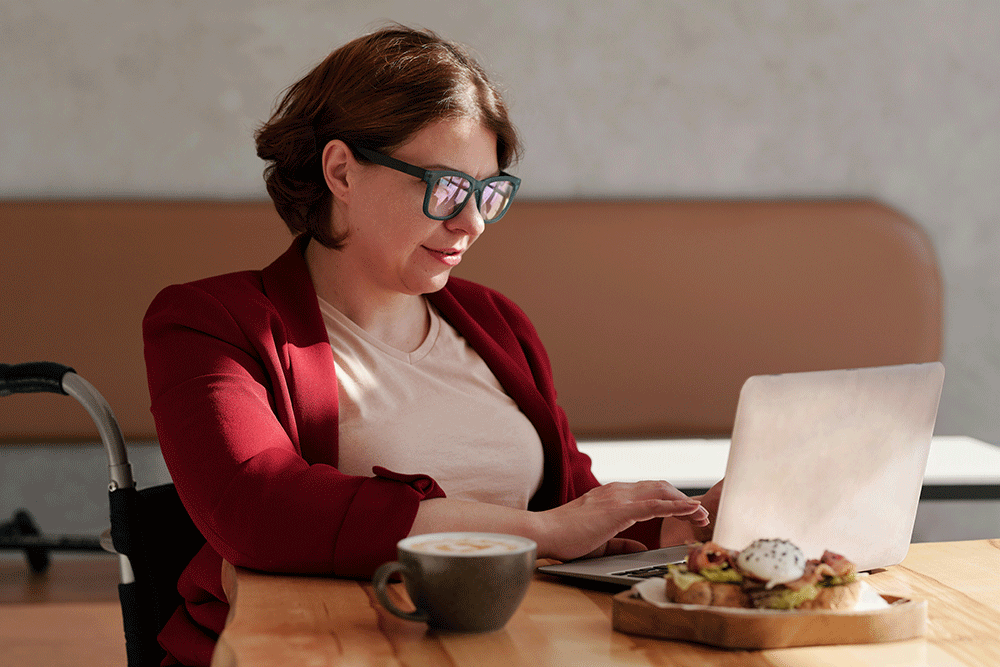 Woman working on a laptop