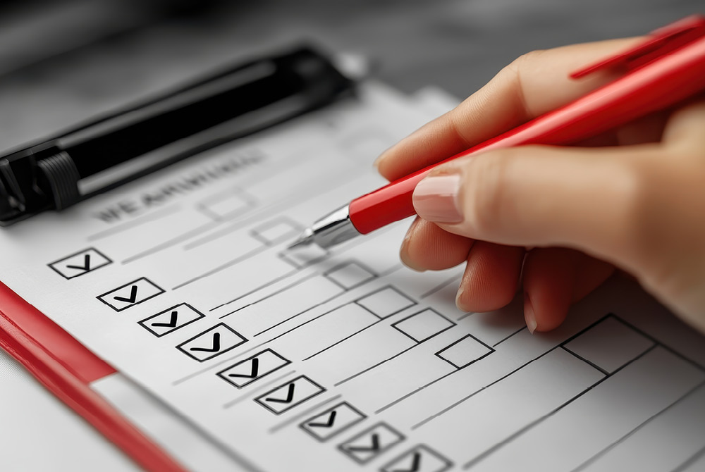 hand holding pen writing checklist
