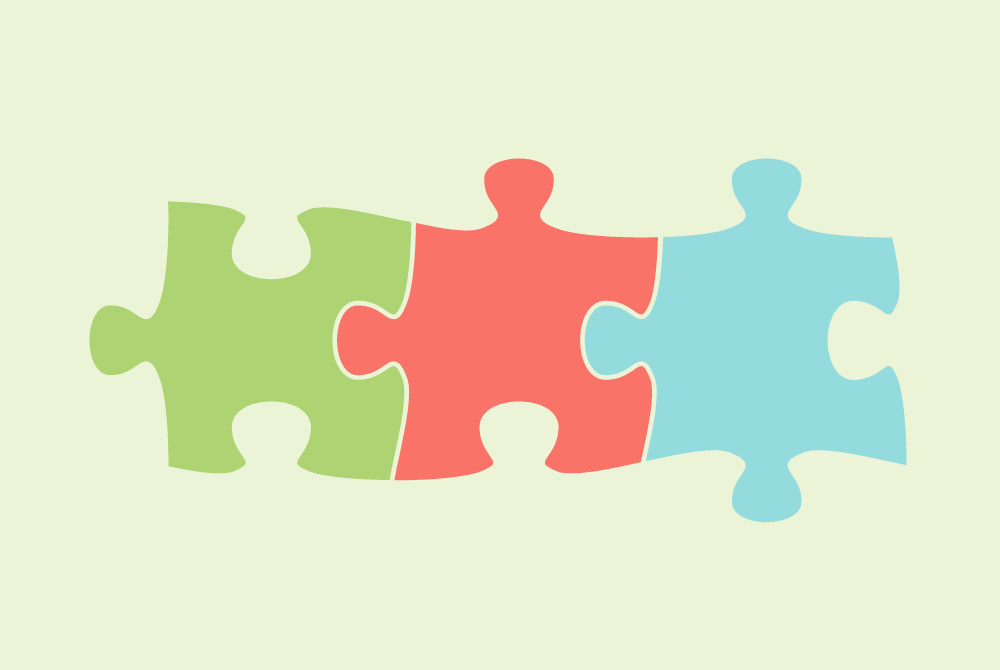 Three puzzle pieces