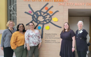 Group outside Reggio Emilia building