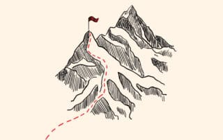 mountain illustration with path to a flag at the top
