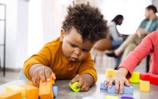 Child playing with blocks