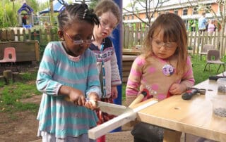 Children woodworking